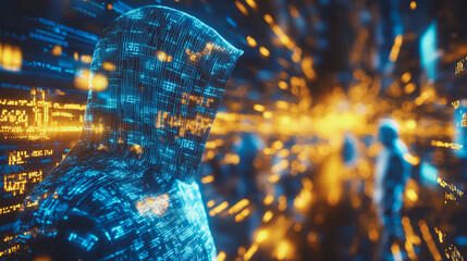 Hacker are planning to hack and attack networks and cyber security systems.abstract innovative cyber security network, using interconnected nodes to represent business partnerships on the Smart ciyt