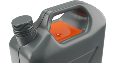 Isolated Grey Plastic Canister with Orange Label