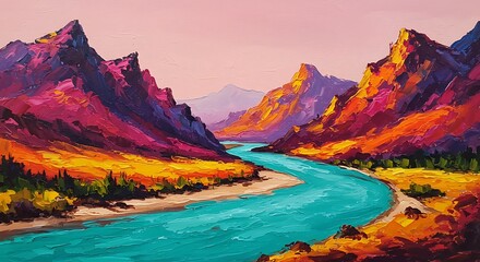 Obraz premium Crimson River's Embrace AI Generated