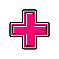 Obraz premium Pink medical cross icon on transparent background 