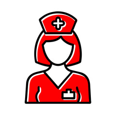 Obraz premium Nurse Icon with Red Uniform on Transparent Background 