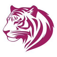 Striking Magenta Tiger Head for Bold Branding, on White Background