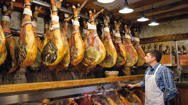 Spanish Iberian ham store.