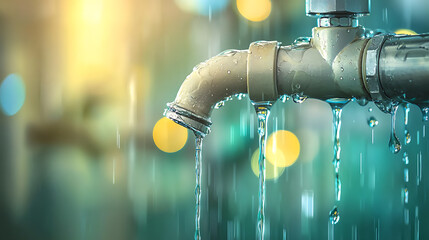 Water flowing from pipe industrial setting photography urban environment close-up view plumbing concept