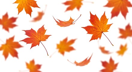 Fototapeta premium Autumn's Gentle Descent: A Digital Dance of Falling Leaves AI Generated
