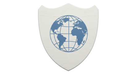 Isolated World Globe on Shield Symbol of Global Protection