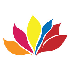 Vibrant Colorful Lotus for Educational Branding, on White Background