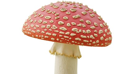 Obraz premium Vibrant Red Toadstool Mushroom Close-Up Studio Shot AI Generated