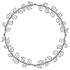Botanical wreath line art black