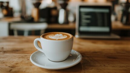 Fototapeta premium Digital nomad embraces remote work lifestyle at coffee shop cozy environment inspirational viewpoint