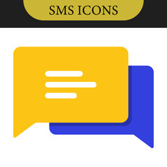 Set of Chat Message Bubbles Vector Icon. Communication icons. Talk bubble, dialog. Web icon set. Online communication. Conversation, SMS, Notification, Group Chat. Chatting icons in different styles