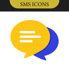 Set of Chat Message Bubbles Vector Icon. Communication icons. Talk bubble, dialog. Web icon set. Online communication. Conversation, SMS, Notification, Group Chat. Chatting icons in different styles