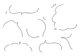 シンプルな線の手書きの吹き出しセット ベクター