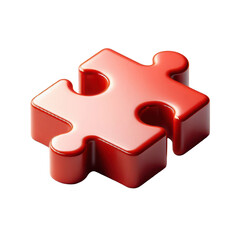 3d red puzzle piece icon transparent background