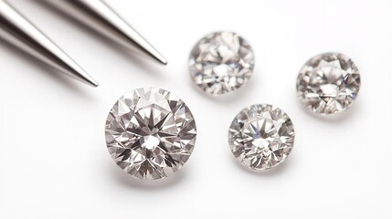 Precision diamond cutting process tools isolated on white background industry showcase macro photography