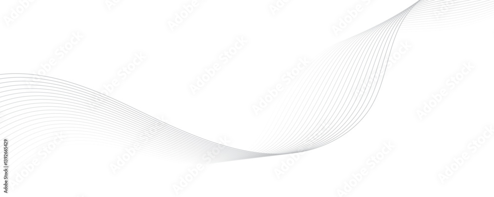Aufkleber abstract gray color linear background. flowing particles future technology concept abstract gray wav