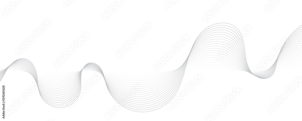 Poster abstract gray color linear background. flowing particles future technology concept abstract gray wav