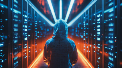 Fototapeta premium Hacker are planning to hack and attack networks and cyber security systems.abstract innovative cyber security network, using interconnected nodes to represent business partnerships on the Smart ciyt