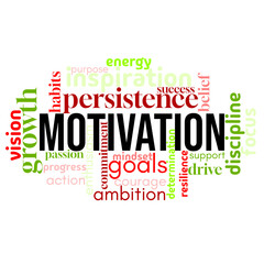 A vibrant word cloud centered around 