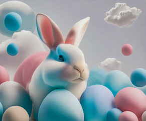 easter bunny with easter eggs