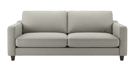 Isolated Light Gray Sofa with Cushions and Wooden Legs Minimalist Style