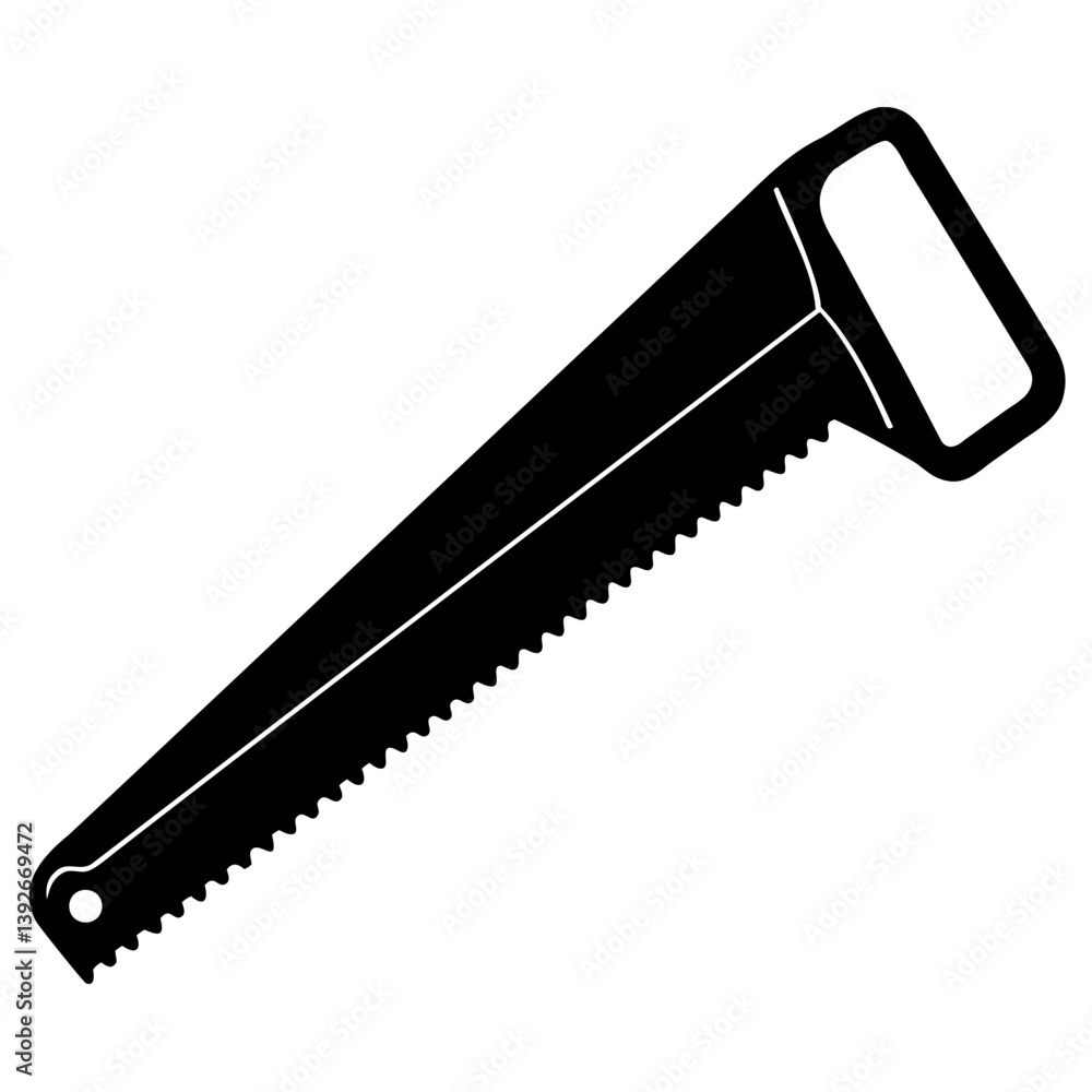 Poster isolated circular saw blade on transparent background with sharp metal edge and black handle