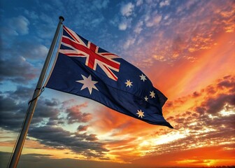 australian flag against blue sky