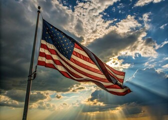 american flag on the wind
