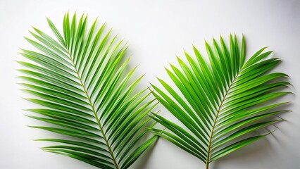 Obraz premium Vibrant Tropical Palm Fronds Against a Pristine White Background A Lush Escape to Paradise