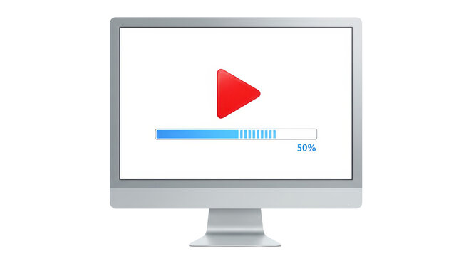 Isolated Computer Screen with Video Playback Loading