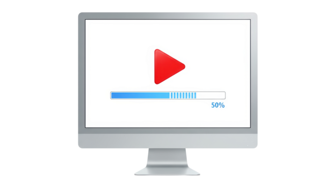 Isolated Computer Screen with Video Playback Loading