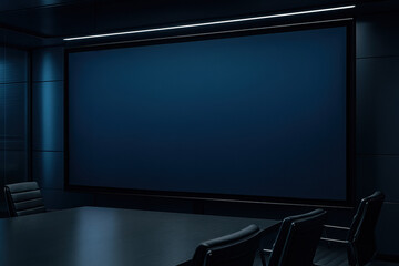High-tech business dashboard in a modern conference room with a sleek design and a large screen ideal for presentations