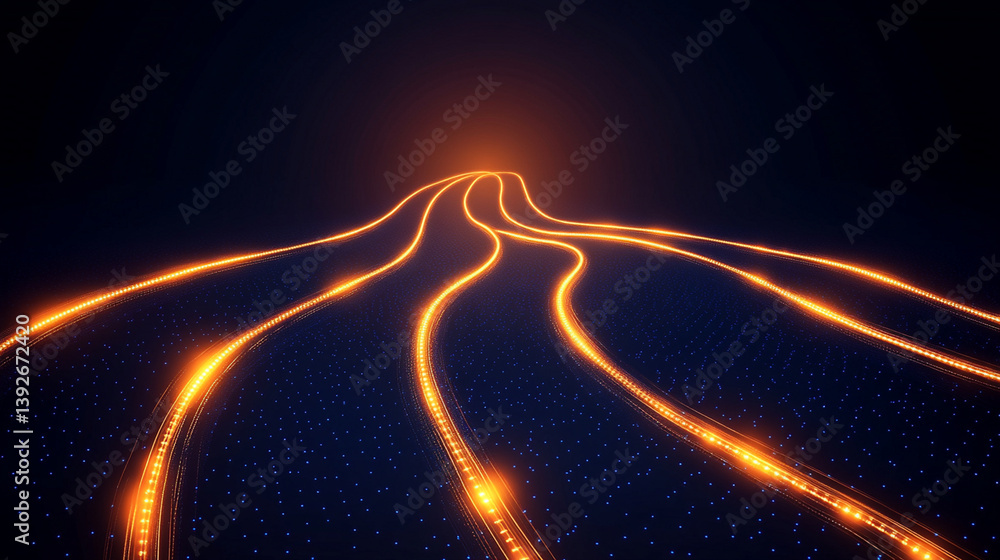 Poster dynamic flow of light trails on a futuristic highway abstract background nighttime imaginary concept