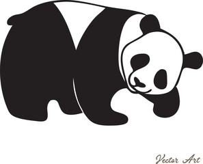 panda silhouette, bamboo vector illustration on white background