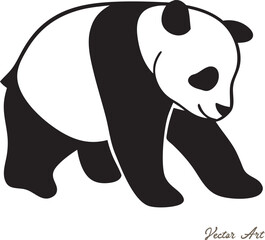 panda silhouette, bamboo vector illustration on white background