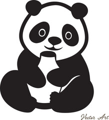 panda silhouette, bamboo vector illustration on white background