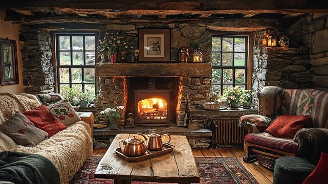 traditional irish cottage living room video