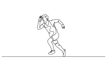 Continuous one line drawing of Man running. Single line drawing illustration of fitness Male jogging. Sports or exercise concept vector art. Doodle line illustration.