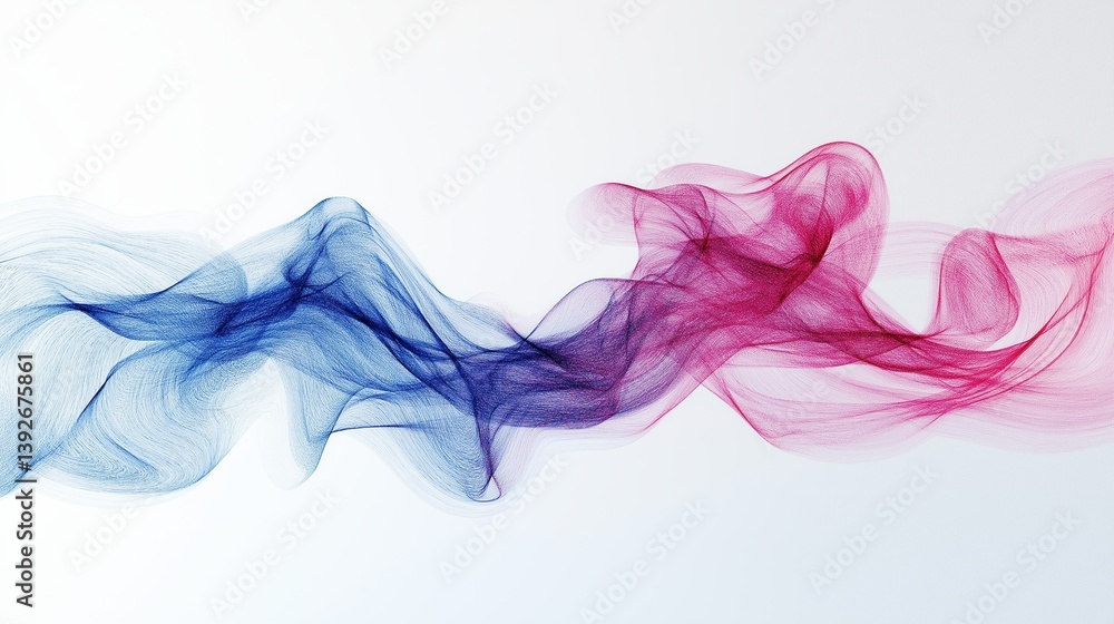 Poster Abstract holographic swirl of colorful flowing lines and iridescent brushstroke texture on a soft minimal background