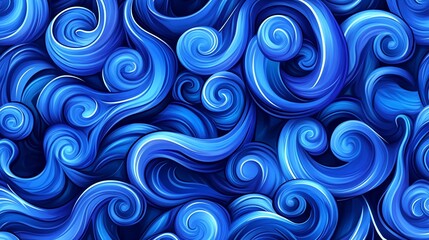 Abstract Blue Waves Artistic Background with Swirling Fluid Elements