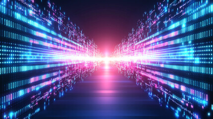 Obraz premium Dynamic data flow virtual environment digital art technology futuristic viewpoint