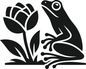 Frog black vector animal silhouette