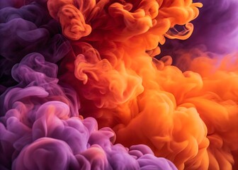 Colorful Ink in Water Abstract &ndash; Orange and Purple Swirls