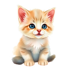 Cute kitten on white background png 