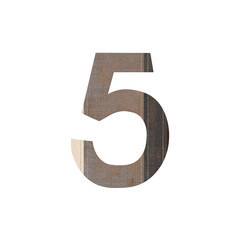 Patchwork tag number 5. Classic clip art on white background
