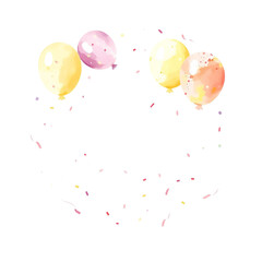 Pastel watercolor balloon on white background png for download 