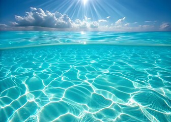 Clear Blue Water Surface with Sunlight Reflections