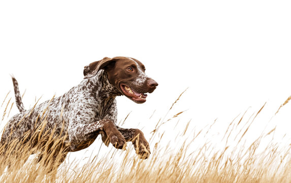 Energetic German Shorthaired Pointer Sprinting Through a Field in Full Motion isolated on white background PNG
