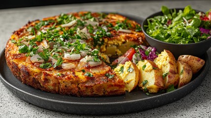 Savory Spanish Tortilla, Side Salad, Potatoes