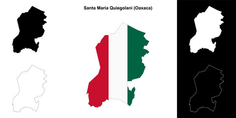 Santa Maria Quiegolani municipality (Oaxaca) outline map set